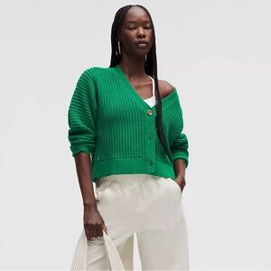 Lululemon Cotton Crochet Mesh Relaxed-Fit Cardigan size M